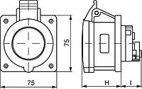 Розетка панельная ip44 16A 3P+E 400В, Quadro, дкс [dis4221666]