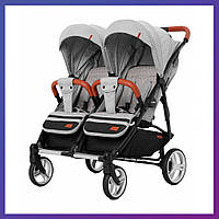 Детская прогулочная коляска для двойни CARRELLO Connect CRL-5502 серая Коляска для двоих детей