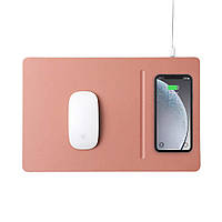 Килимок для миші з швидким бездротовим зарядним пристроєм POUT HANDS 3 PRO Pink Beige