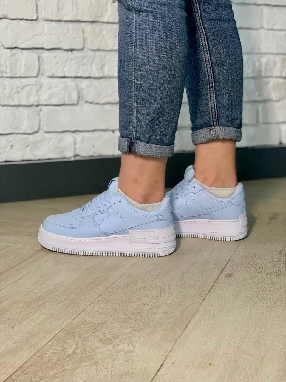 Жіночі кросівки Nike Air Force Shadow Blue найк аїр форс блакитні повсякденні