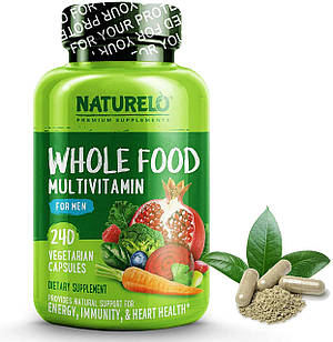 NATURELO Whole Food Multivitamin for Men 240 Capsules вітаміни преміум класу з овочами, 240 капс на 60 днів