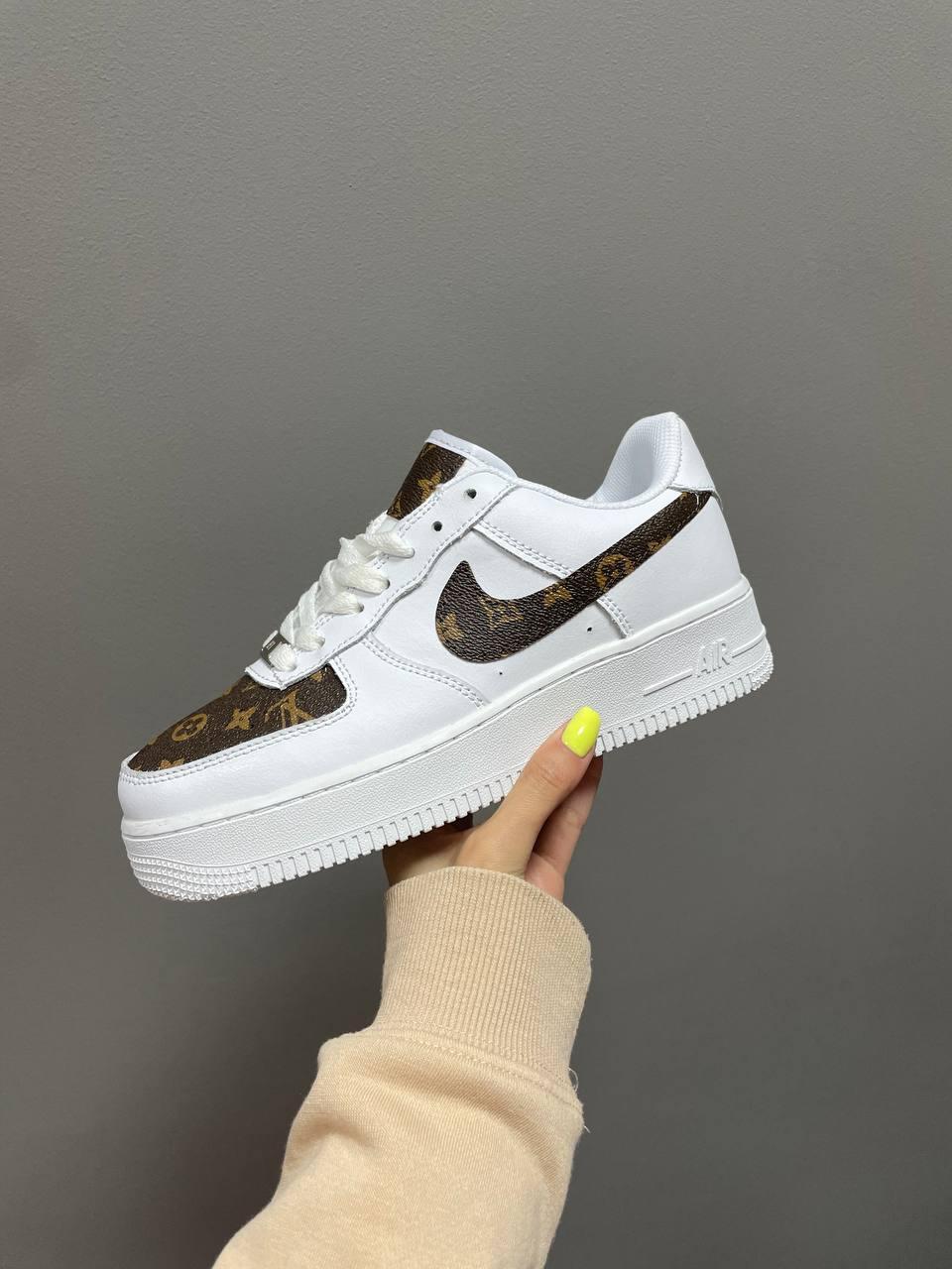 Жіночі кросівки Nike Air Force Louis Vuitton найк аїр форс біла шкіра весна осінь повсякденні