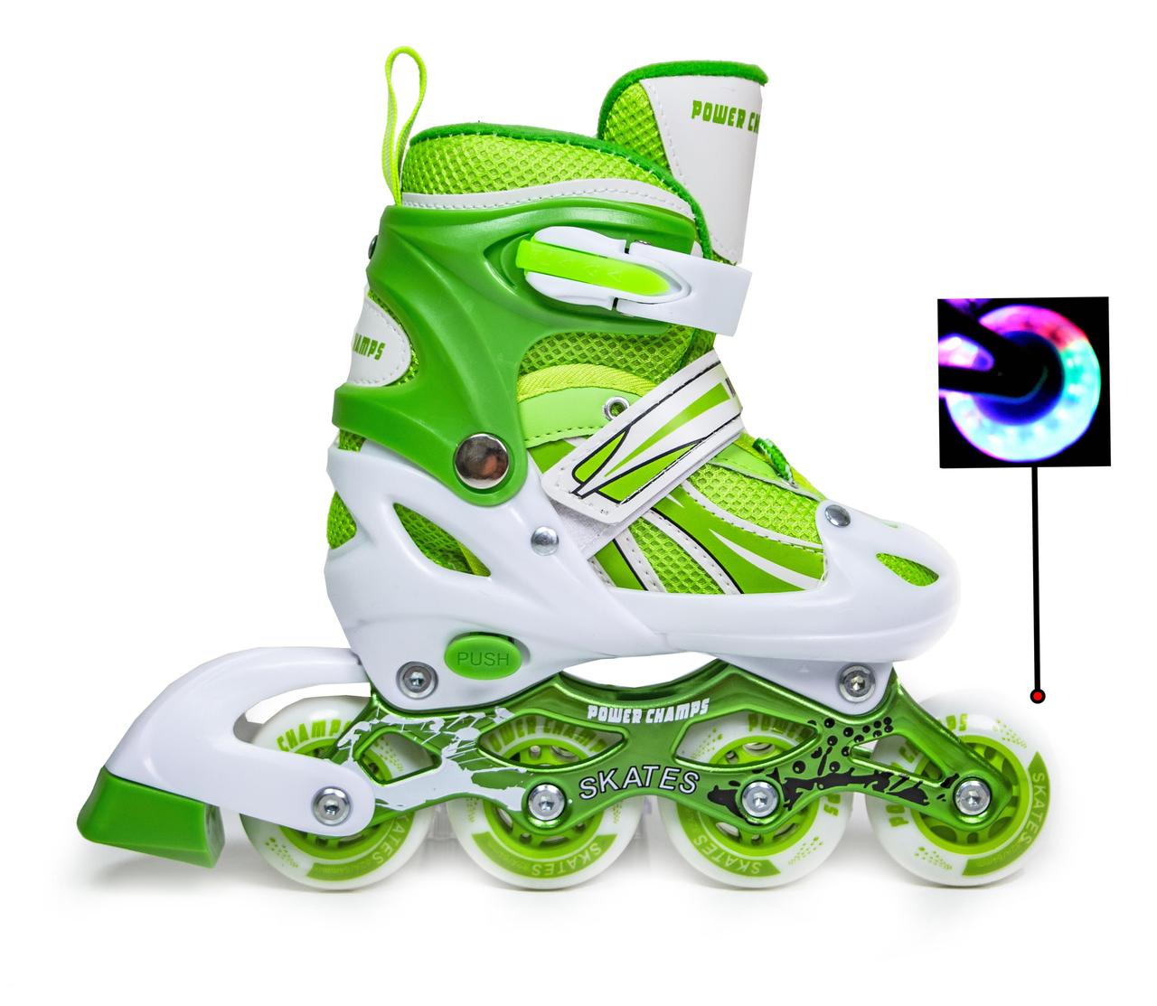 Дитячі роликові ковзани розсувні Power Champs Салатовий