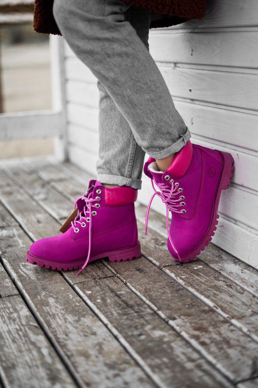 Черевики жіночі Timberland термо рожеві тімберленд