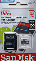 Карта пам' яті мікро SDHC SanDisk 32 гб Ultra UHS-1 клас 10 з адаптером