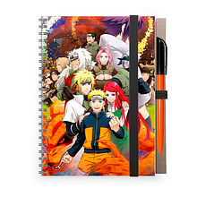Блокнот А5 з ручкою на гумці "Naruto"