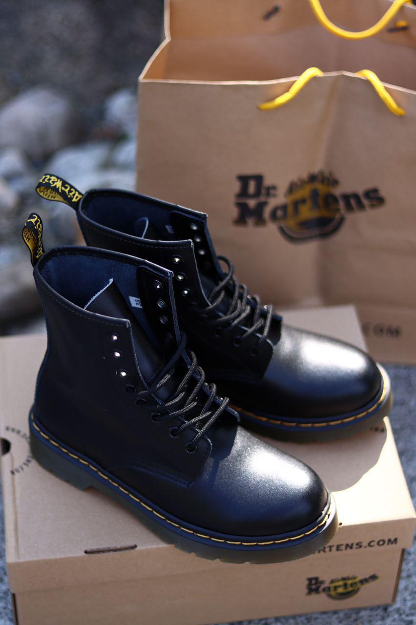 Жіночі демісезонні черевики Dr.Martens Black шкіряні чорні