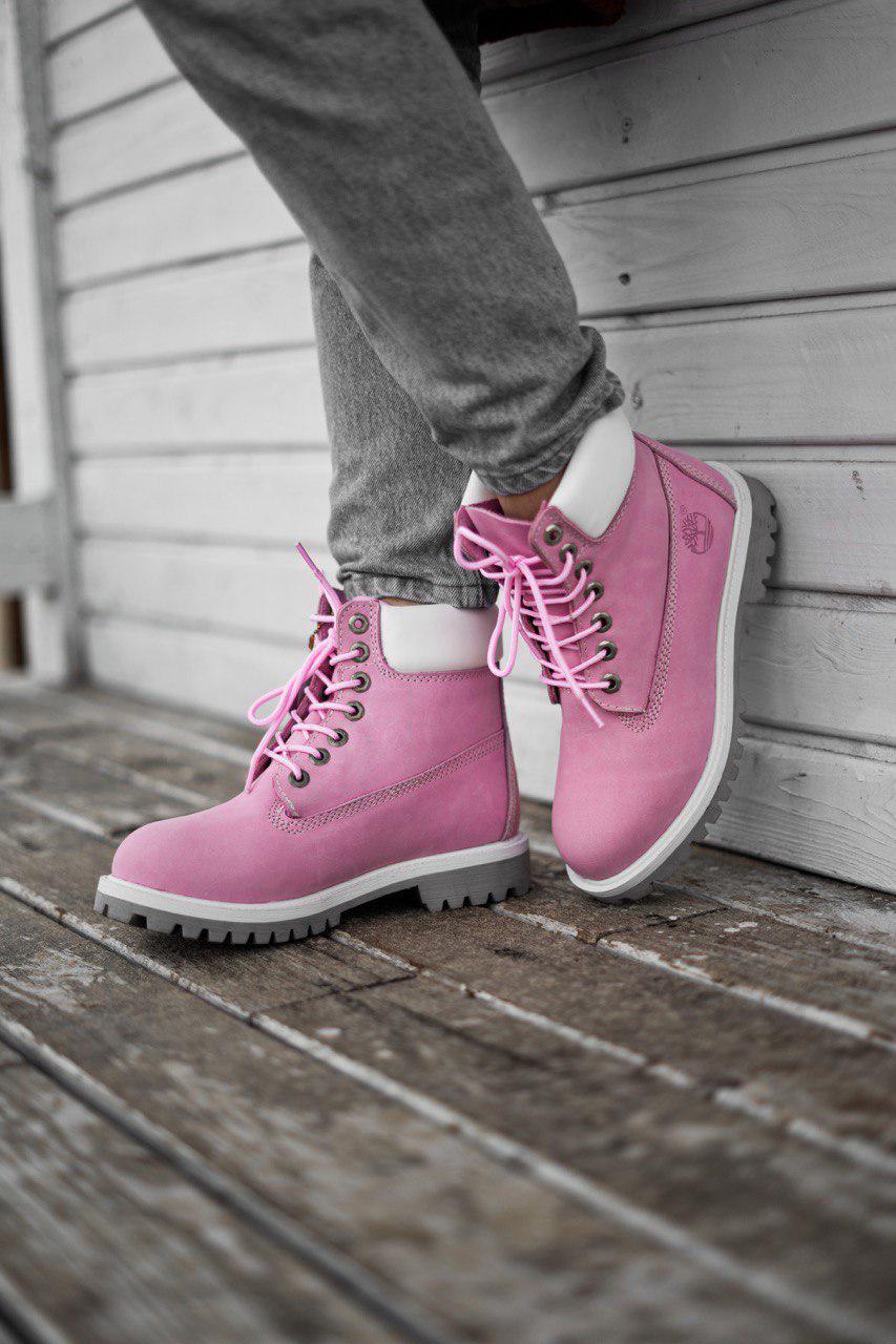 Черевики жіночі Timberland термо рожеві тімберленд