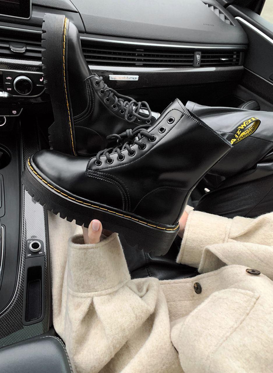 Жіночі демісезонні черевики Dr.Martens Jadon Black шкіряні чорні (мартинсы чорні жадон)