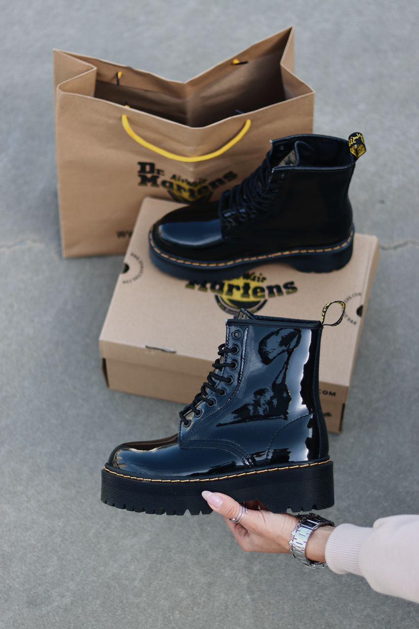 Черевики Dr.Martens Jadon Black Patent зимові чорні лакові