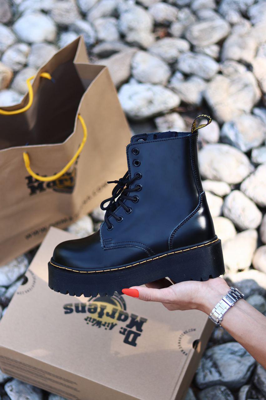 Жіночі демісезонні черевики Dr.Martens Jadon Black шкіряні чорні (мартинсы чорні жадон)