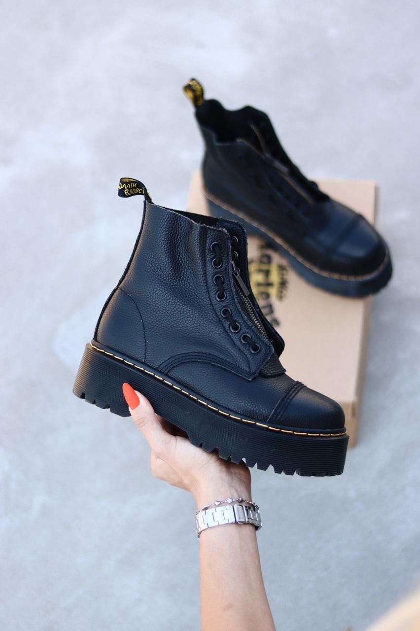 Жіночі демісезонні черевики Dr.Martens Jadon Black шкіряні чорні (мартинсы чорні жадон)