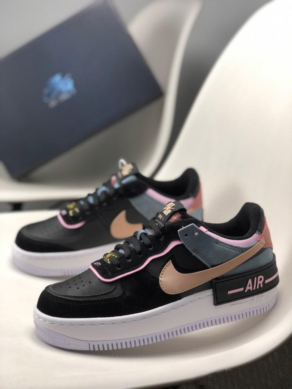 Жіночі кросівки Nike Air Force чорні повсякденні демісезонні шкіряні найк аїр форс