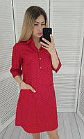 Сукня-сорочка коттон арт. 831 колір червоний в сердечка