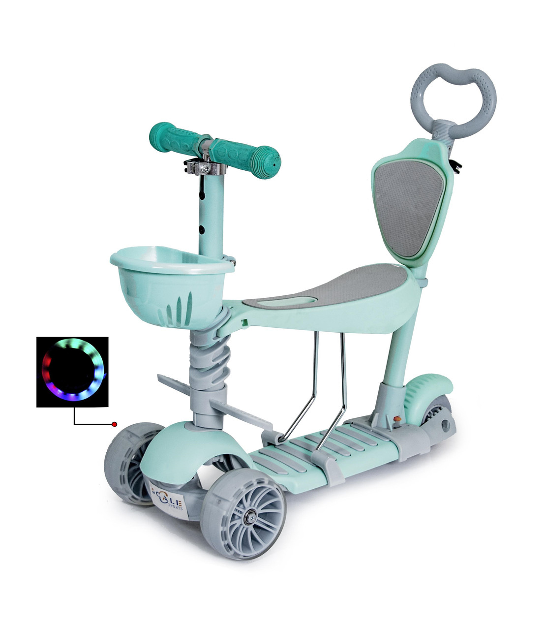Самокат Scooter Smart 5в1 М'ятний. Колеса світяться.