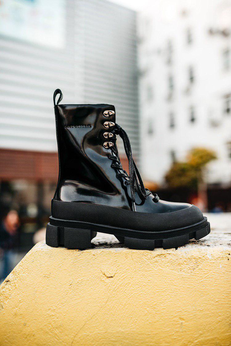 Черевики жіночі Both Gao High Black Boots з натуральної лакової шкіри