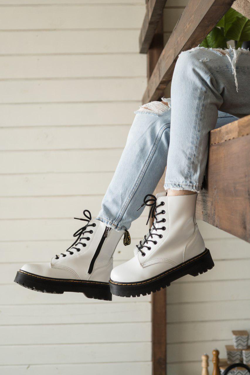 Жіночі демісезонні черевики Dr.Martens Jadon White шкіряні білі (мартинсы)