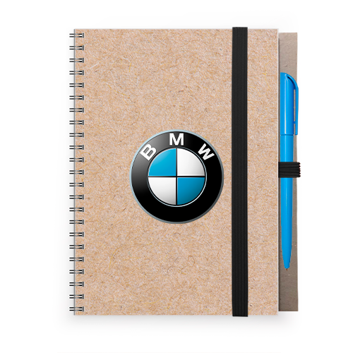Блокнот А5 з ручкою на гумці "BMW"