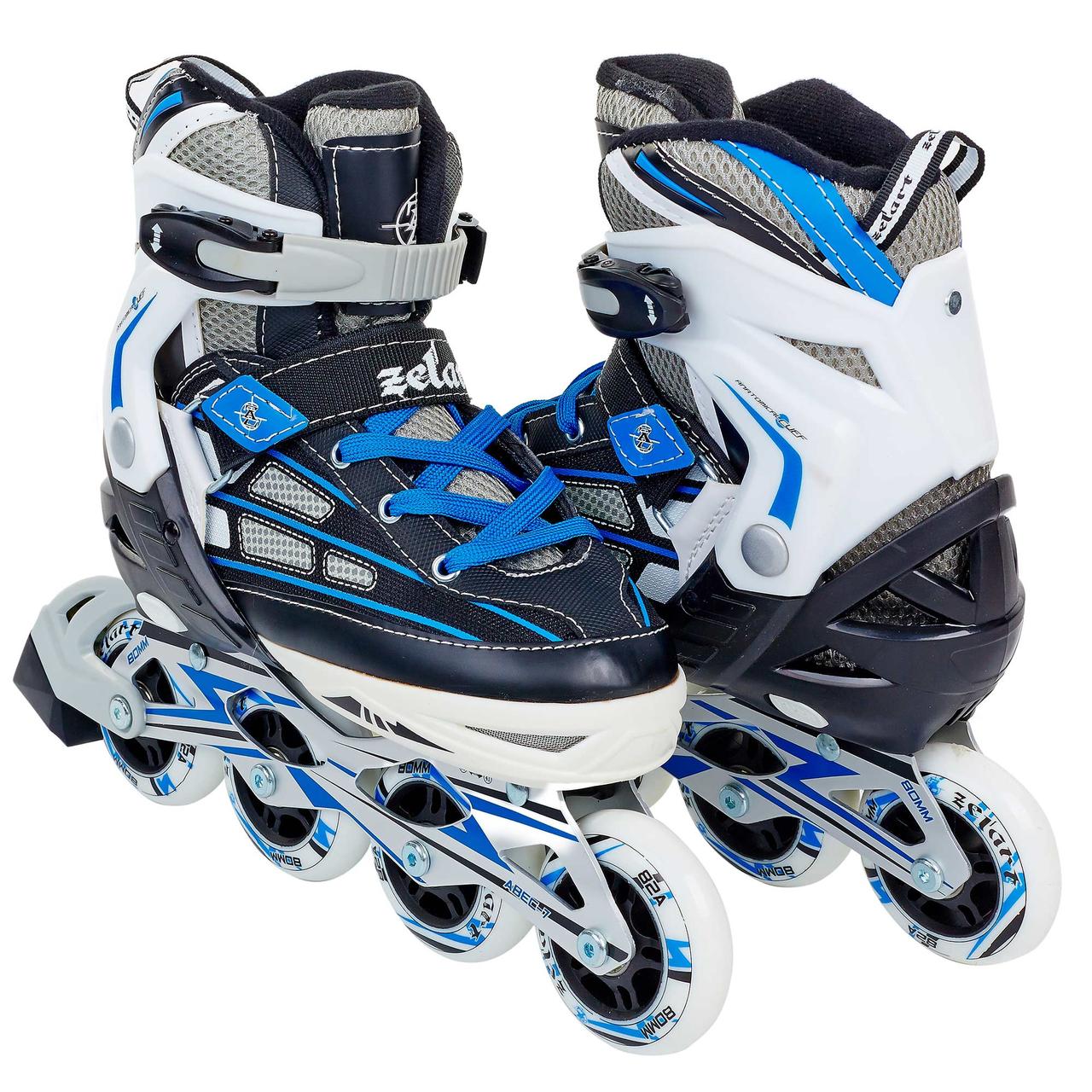 Роликові ковзани Zelart Чорний-синій (34-37р.), фото 1