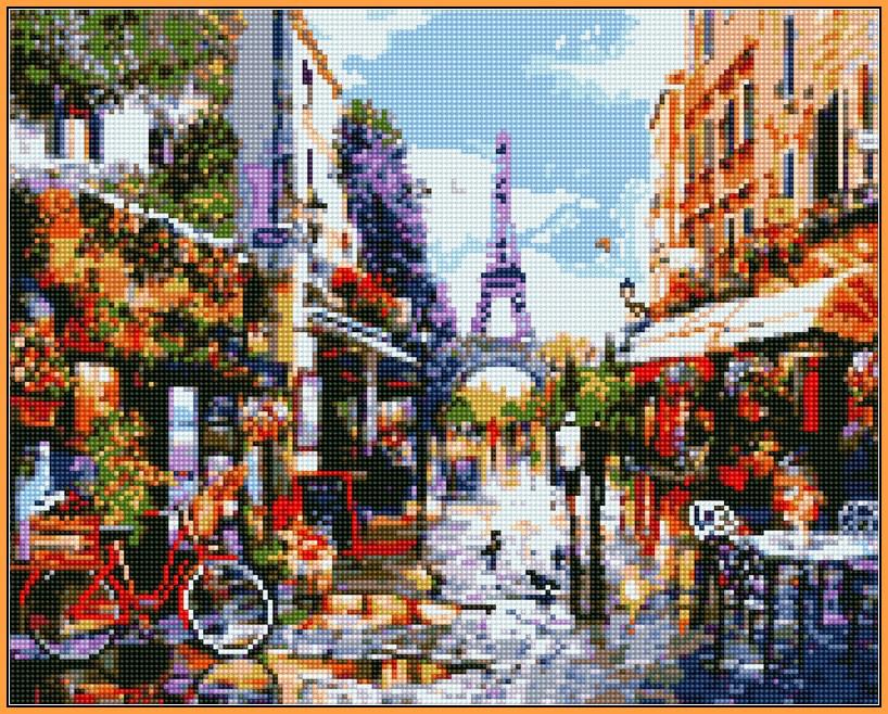 Алмазна картина Babylon Квітучий Париж (ST1243) 40 х 50 см (На підрамнику), фото 1