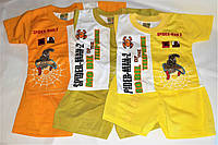 Костюм літній (футболка + шорти) "Spider Man 2" на хлопчика, жовтий, жовтогарячий, 1-2 роки (80-86, 86-92)