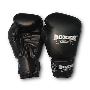 Боксерські рукавички BOXER 8 оz шкірвініл Еліт чорні