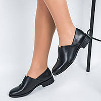 Туфли женские на низком ходу Monroe натуральная кожа черный весна осень каблук 3 см