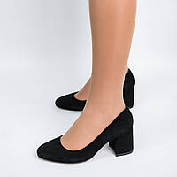 Туфли женские Lirio на низком каблуке черный натуральная замша 6 см