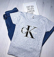 Женская серая футболка с принтом "Calvin Klein Jeans"