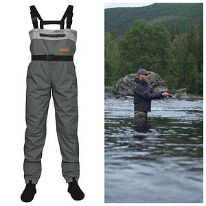 Вейдерси Norfin Whitewater 2, XL (56-58) | Забродний напівкомбінезон з неопреновими шкарпетками для ловлі риби у воді