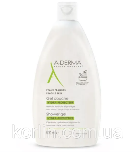 A-Derma Hydra Захисний Гель Для душа Для Сухої та Чутливої Шкіра 500 мл Франція Доставка з ЄС