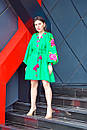 Зелене плаття вишиванка, яскраве плаття халат із заходом, вишиванка льон, вишите плаття бохо-шик, фото 3