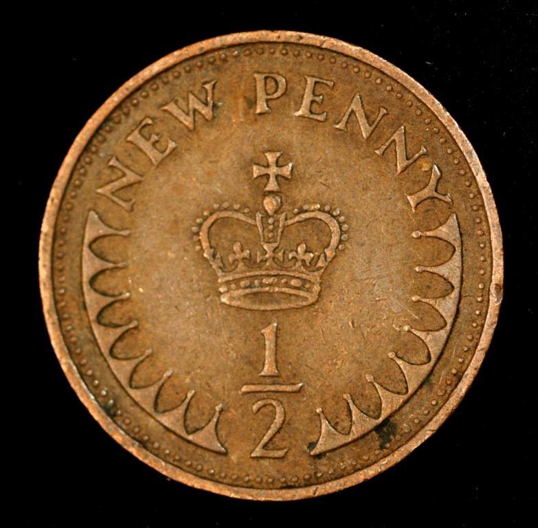 Монета Великобританії 1/2 пінні 1971-80 рр., фото 1