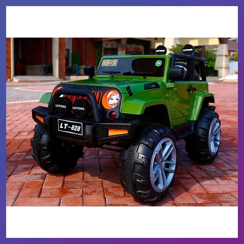 Дитячий електромобіль на акумуляторі Jeep T-7847 з пультом радіоуправління для дітей 3-8 років зелений