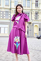 Костюм літній льон, вишита спідниця з поясом і блузка в етно стилі, вишитий одяг бохо
