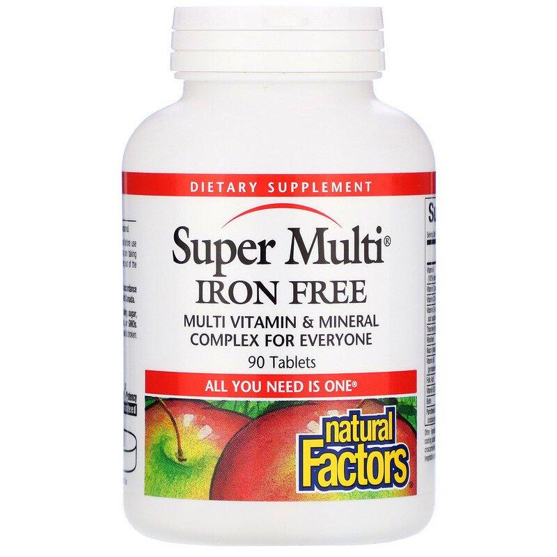 Вітаміни та мінерали Natural Factors "Super Multi Iron Free" без заліза (90 таблеток), фото 1