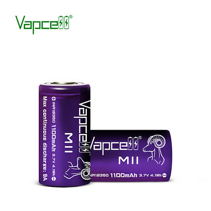 Аккумулятор 18350 Li-Ion Vapcell INR18350 M11, 1100mAh, 9A, 4.2/3.6/2.5V, Purple, фото 2