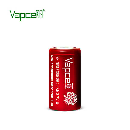Аккумулятор 18350 Li-Ion Vapcell INR18350 850mAh, 10A, 4.2/3.6/2.5V, Red, фото 1