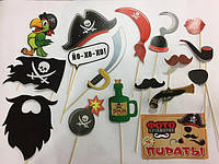 Праздничный набор фотобутафории "Пиратская вечеринка", в упаковке 16 предметов