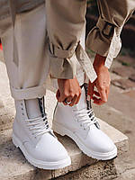 Жіночі демісезонні черевики Dr.Martens Mono White шкіряні білі (мартинсы)
