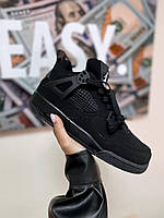 Кроссовки Nike Air Jordan 4 Retro Black  (найк аир джордан черные)
