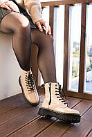 Демисезонные женские ботинки Dr.Martens Jadon кожаные бежевые (мартинсы жадон) 37