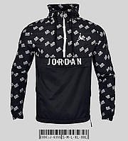 Куртка мужская ветровка Jordan демисезонная черная с капюшоном весна осень