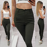 Стильные стрейчевые брюки-джоггеры, арт 1009, цвет хаки