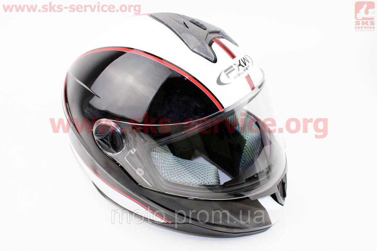 Шлем интеграл черный глянец с белой полосой размер S 55- 56 см - фото 1 - id-p255975249