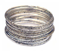 Комплект из 12 браслетов кольцо Дутые белый метал d = 7 см.