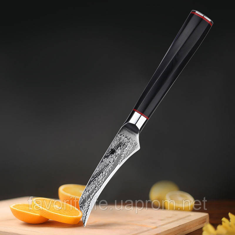 Нож для чистки овощей Damascus DK-AK 3008 AUS-10 9 см дамасская сталь 73 слоев (88051) - фото 3 - id-p556194523