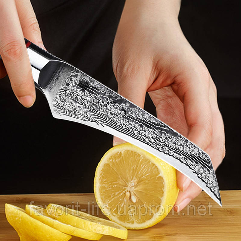 Нож для чистки овощей Damascus DK-AK 3008 AUS-10 9 см дамасская сталь 73 слоев (88051) - фото 4 - id-p556194523