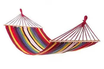 Гамак мексиканський підвісний 200х150 см, з дерев'яною планкою/Тканинний гамак на дерево для дачі та саду