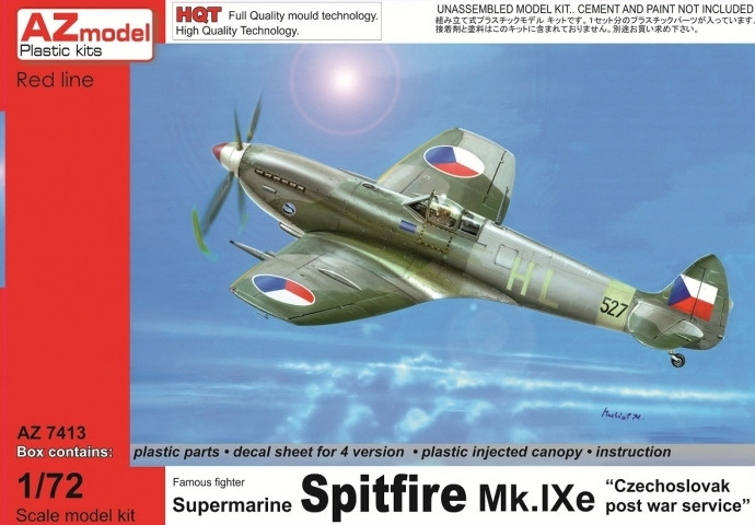 Пластикова модель 1/72 AZ model 7413 Британський винищувач Supermarine SPITFIRE MK.IXE IN czechoslovak service